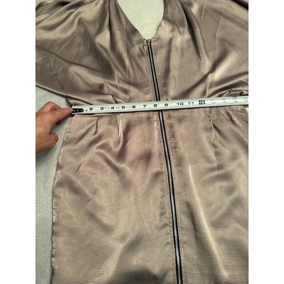 Forever 21 Mini Dress Champagne Full Length Zipper Women's Large Bat Wing Sleeve - Picture 5 of 7